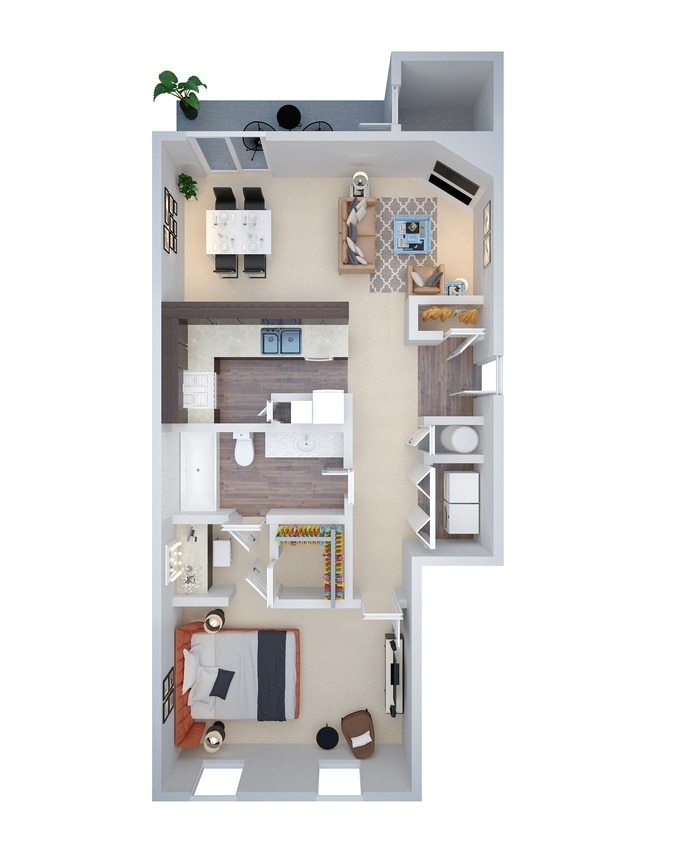 BR_3D_A4_748Sqft.jpg - 1 Bed 1 Bath 708 sf (a4)
