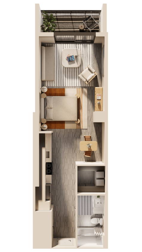 Floor Plan - East Studio Balcony on Promenade D