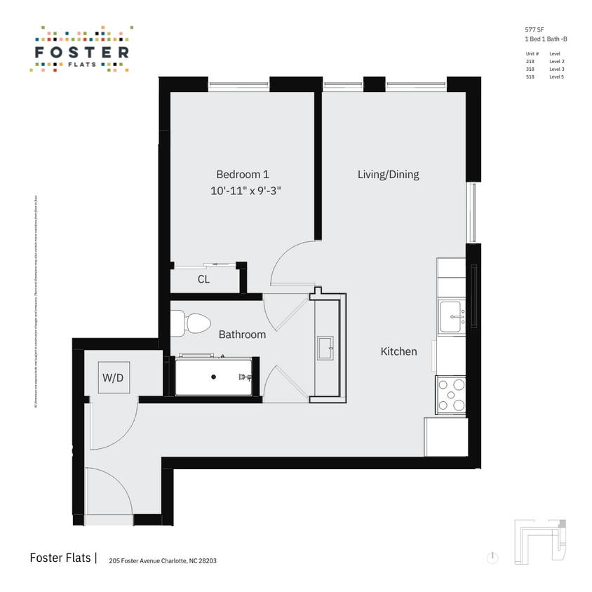 1 BED 1 BATH - B | 577 SF - 1 Bed 1 Bath - B