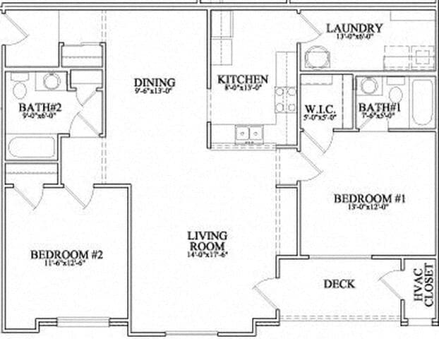 Floor Plan - 2 Bedroom 2 Bath