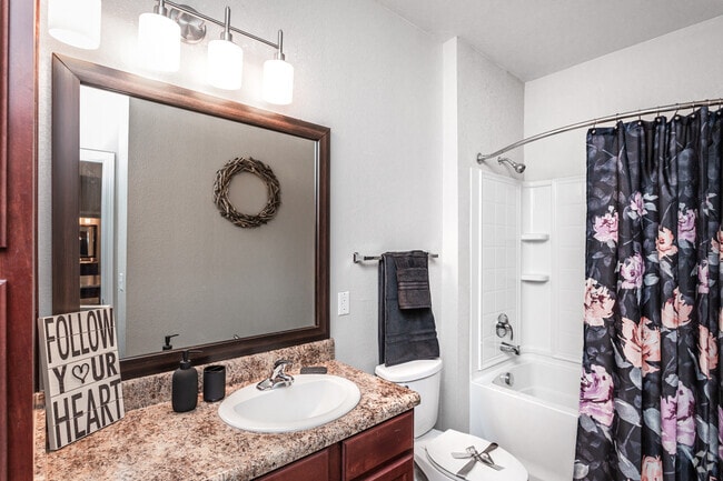 2BR, 2BA - 1086SF Bathroom - Overlook at Stone Oak Park Apartments