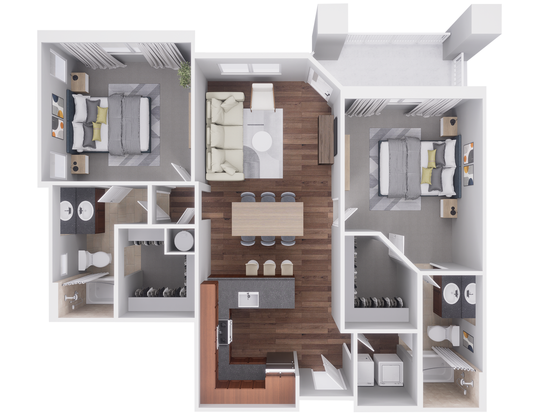 Floor Plan - 2x2 1136 sqft Avanti Reno