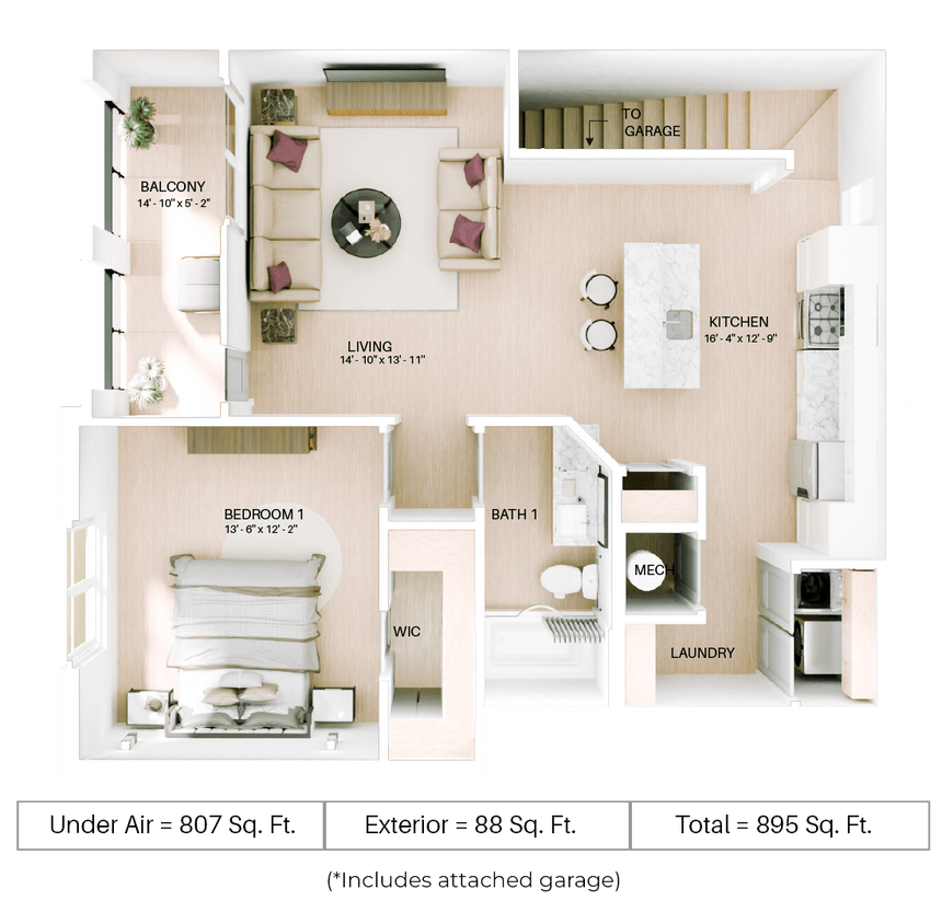 Floor Plan - A2U - Attached Garage