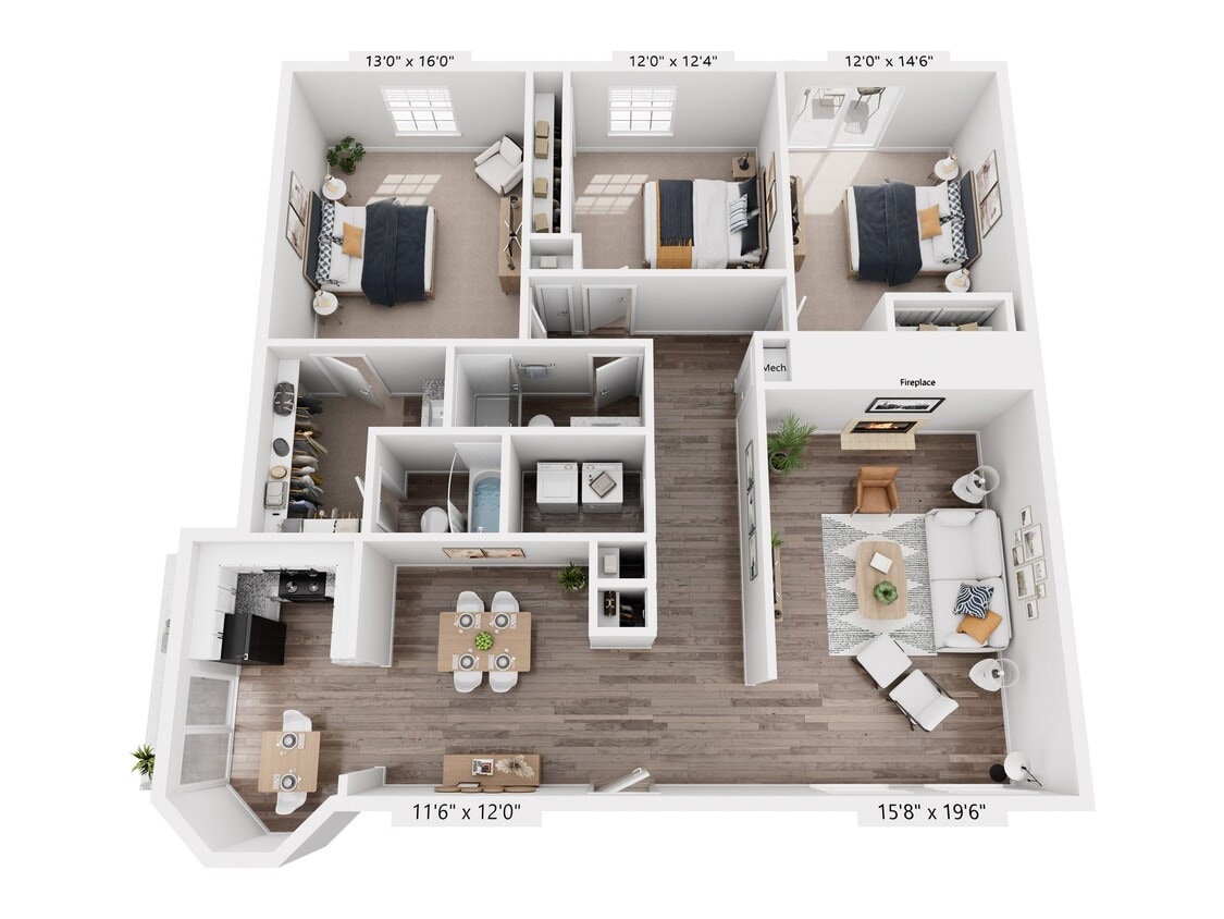 Floor Plan - 3 bed 2 bath cottage Renovated -Whitcomb