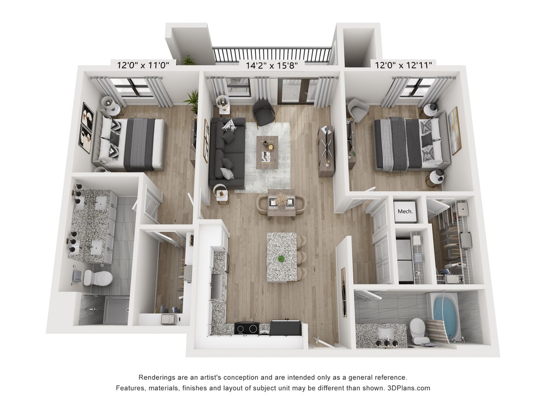 Floor Plan - Edenhurst 2BD 2BA
