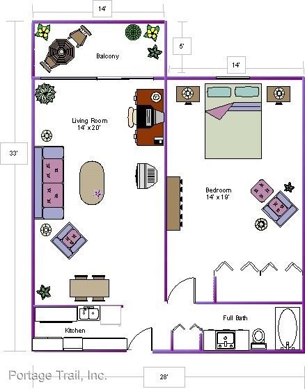 Floor Plan - 1 BR Furnished - Granite (Short Term)