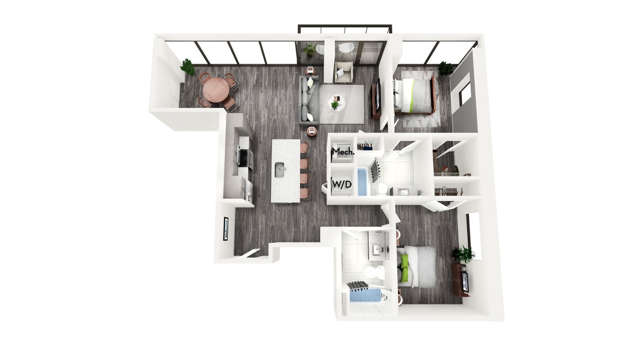 Floor Plan - AZC6 2 BEDROOM AND 2 BATH