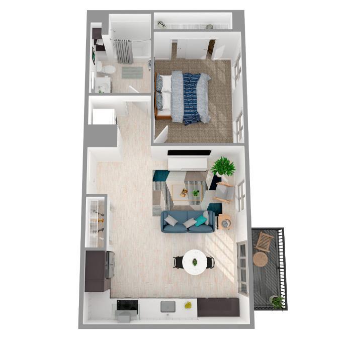 Floor Plan - 1 Bed/1 Bath-a32.1