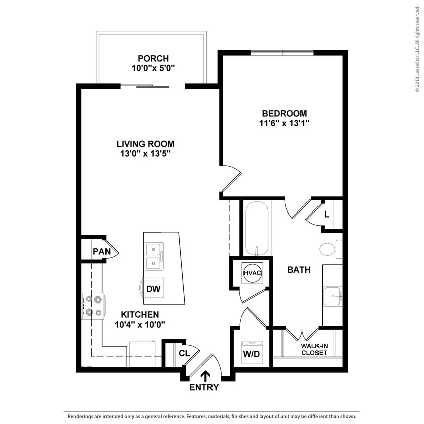 Floor Plan - 1 Bed/1 Bath-A2