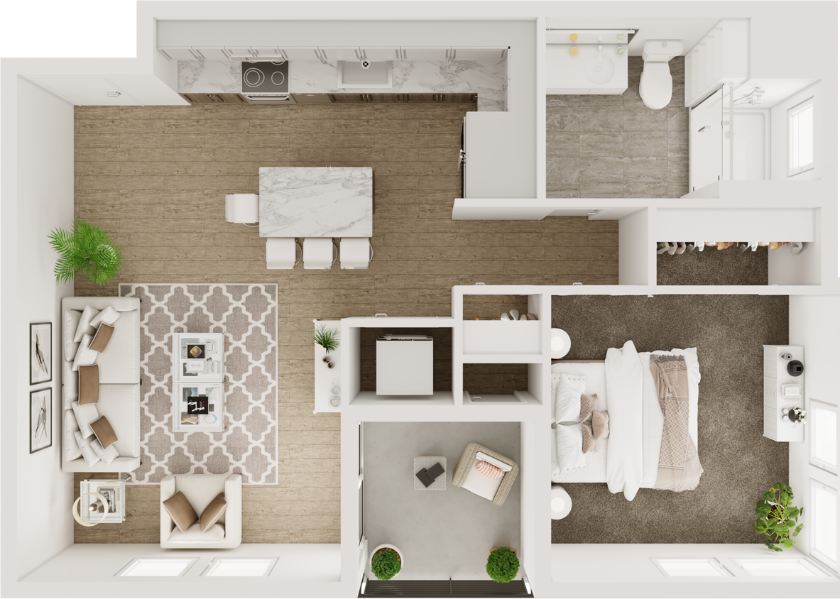 Floor Plan - 1BD, 1BTH A1