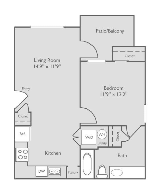 Floor Plan - A2 | 1 Bed, 1 Bath