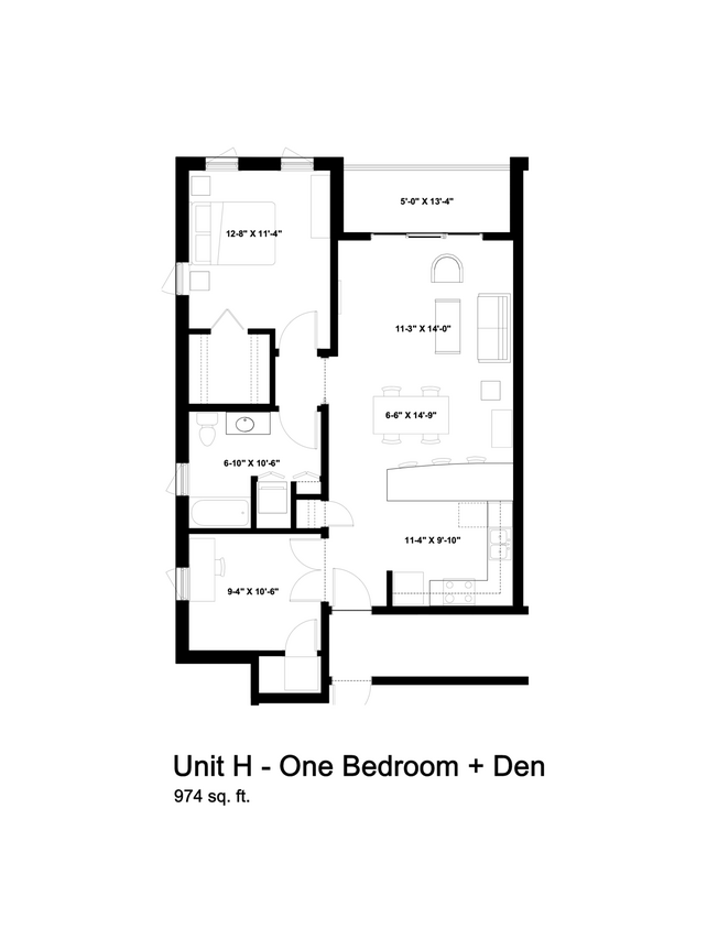 Floor Plan - Unit H with Den
