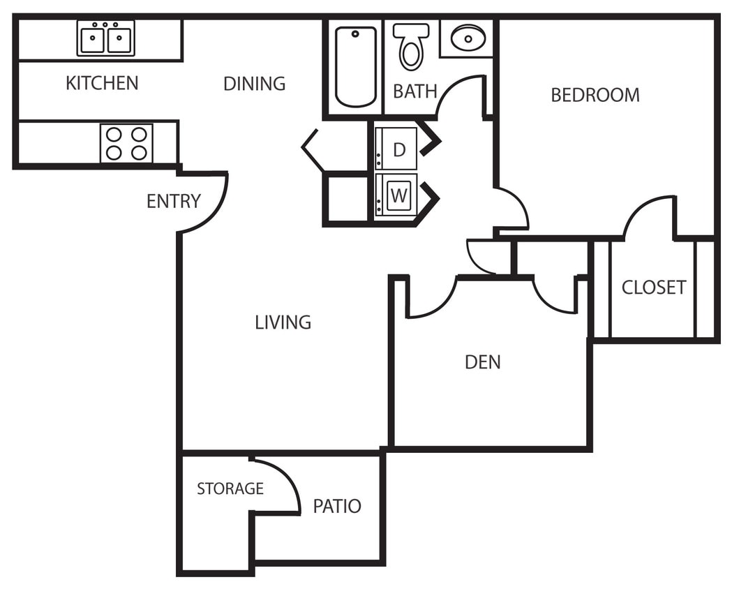 Floor Plan - 2A | One Bedroom + Den