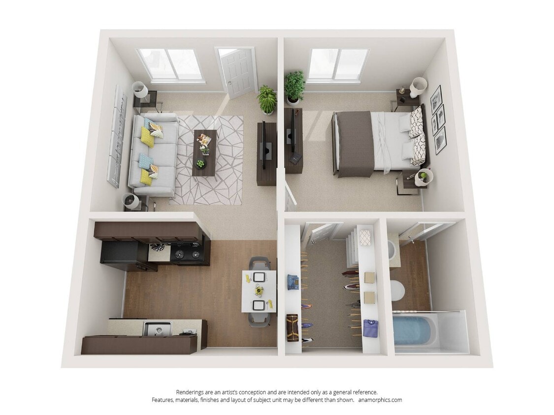 Floor Plan - 1 bed 1 bath sm