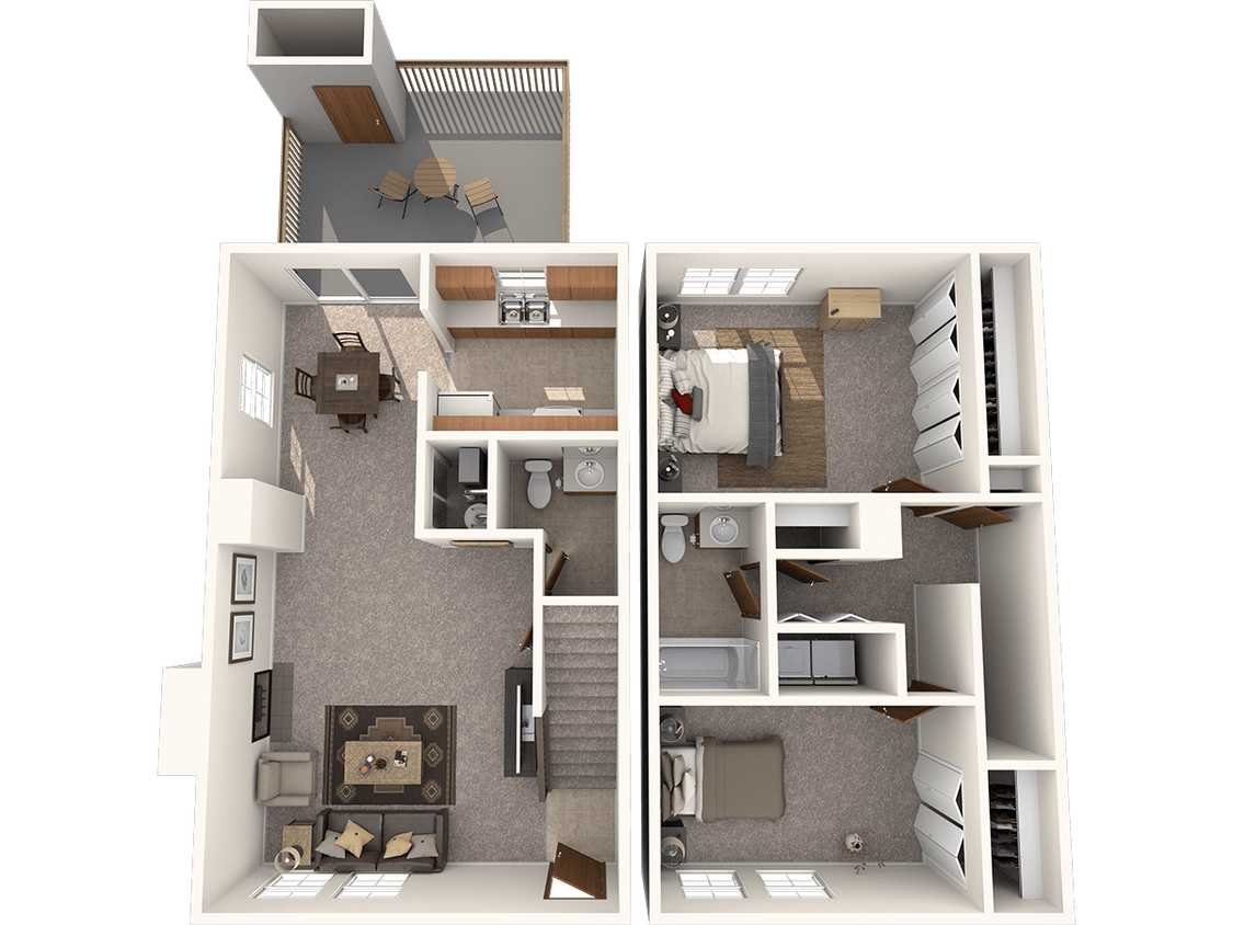 Floor Plan - Two Bedroom Townhome