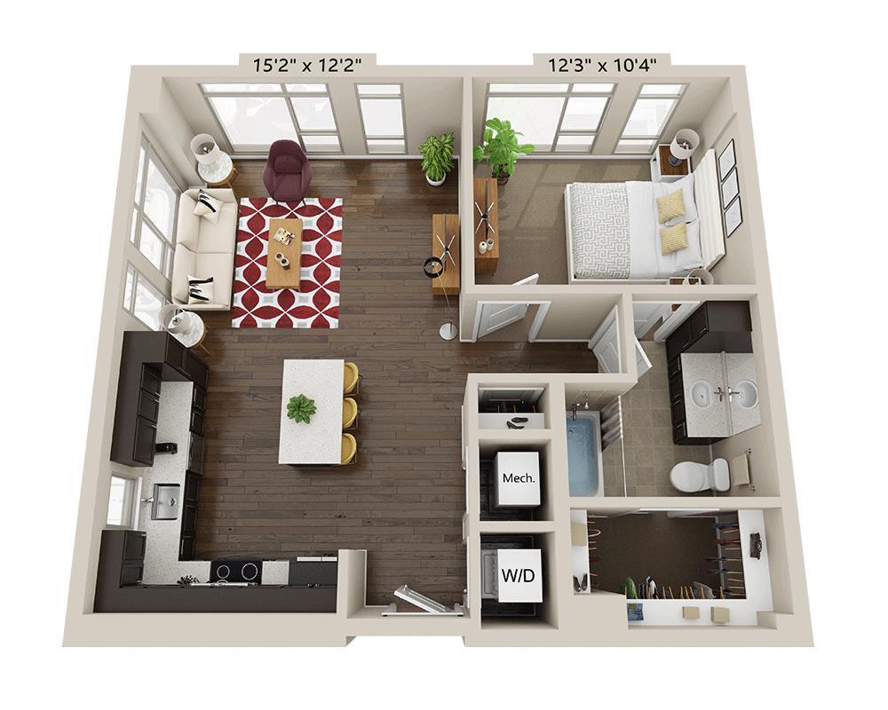 Floor Plan - One Bedroom A1F