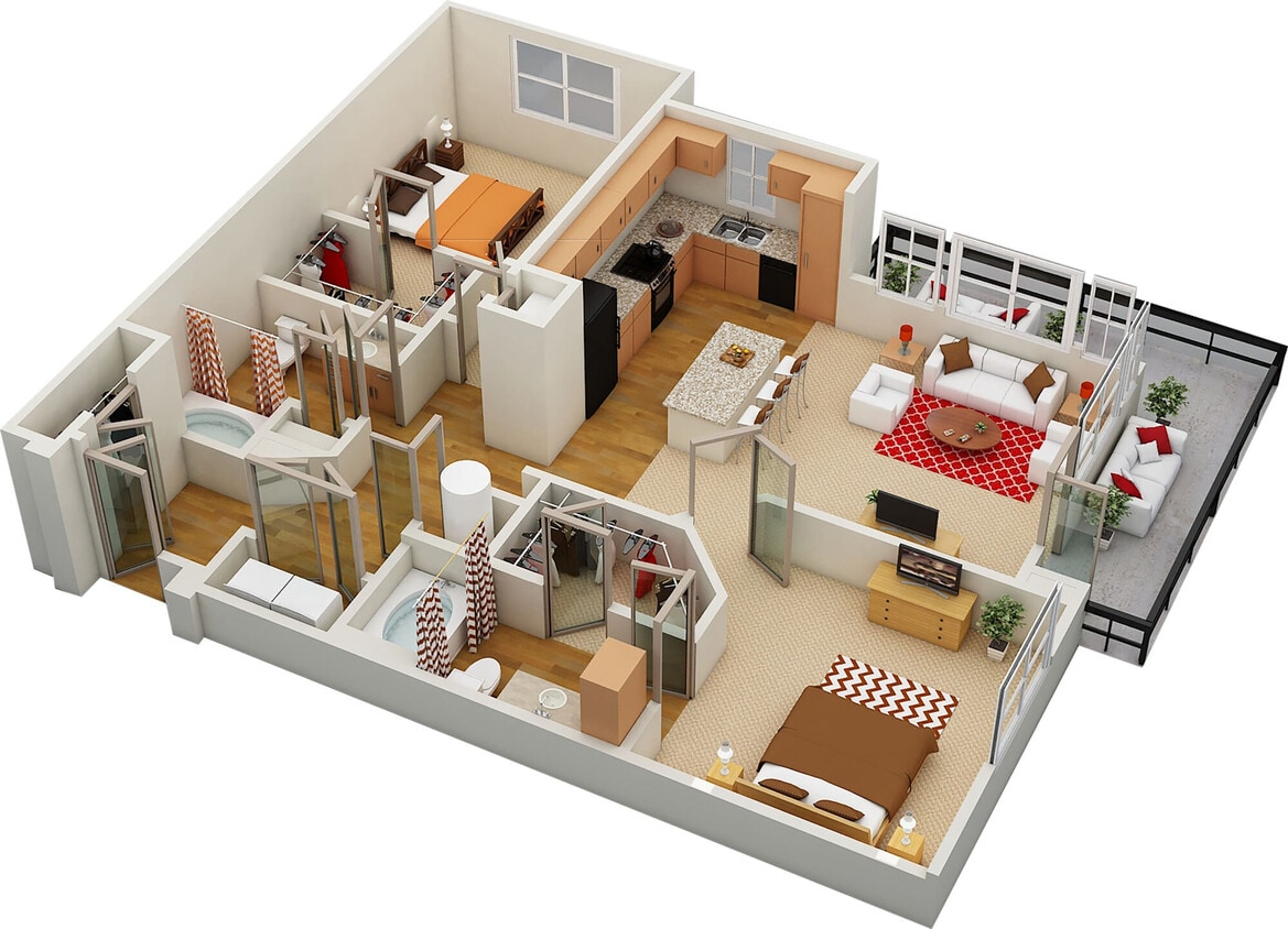 Floor Plan - B4 1376sf 2/2