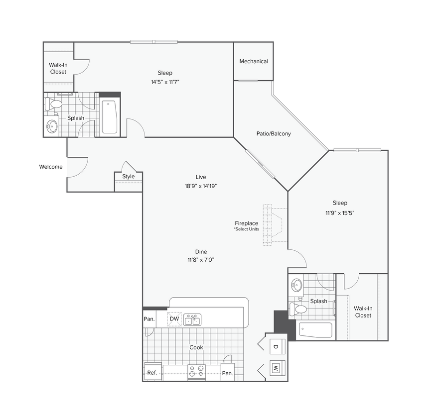 Columbia | 2-Bedroom Floorplan - Columbia