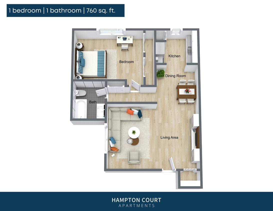 Floor Plan - 1 BEDROOM 1 BATH