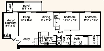 3BR/1.5BA - 3 Bed 2 Bath Apt