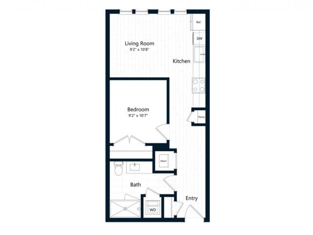 Floor Plan - Studio (557 SF)