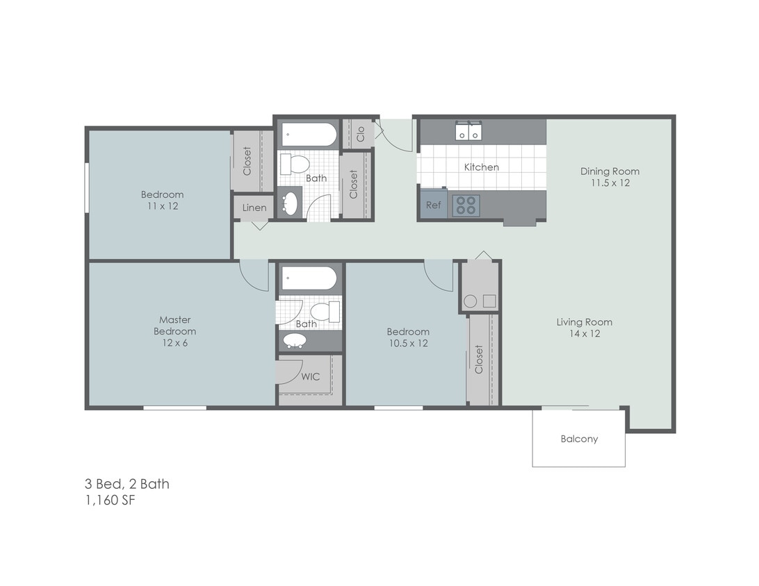 Floor Plan - Signature 3 Bed / 2 Bath