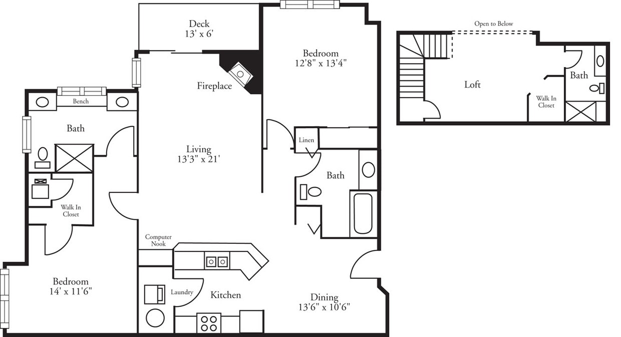Floor Plan - Lofts - 2 Bed, 3 Bath Bayhill w/ Loft