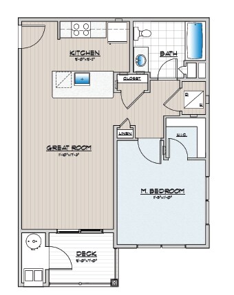 Explore this thoughtfully designed floor plan, offering a perfect blend of style and functionality. - 1 Bedroom 1 Bathroom B