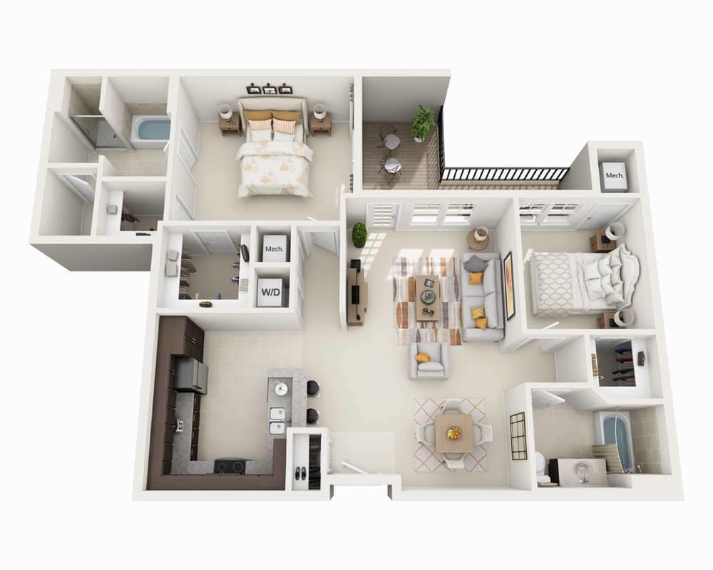 Floor Plan - Two Bedroom B2E
