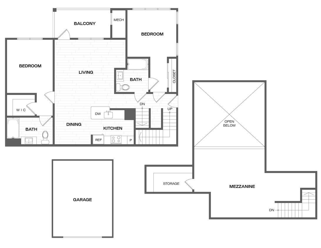 Floor Plan - 2 Bed/2 Bath Loft-B3L