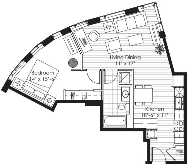 Floor Plan - 1x1 G