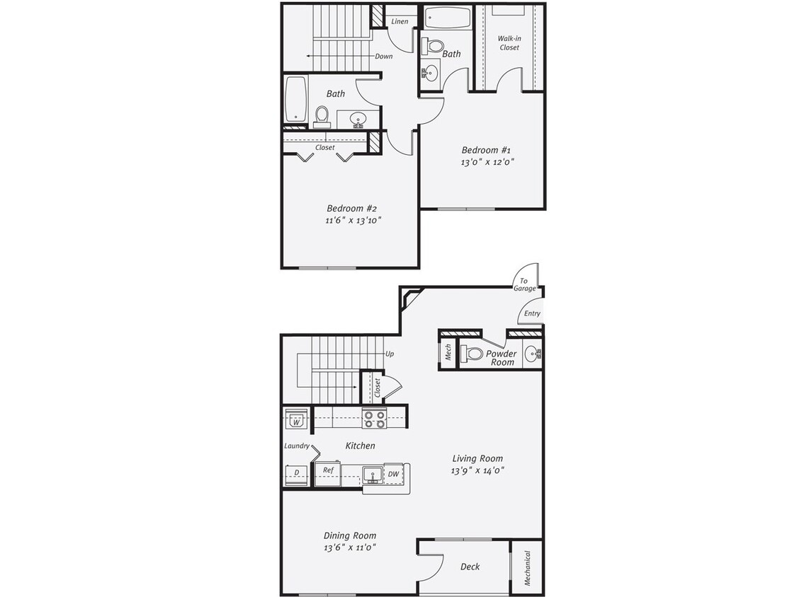 Floor Plan - 2 Bed/2.5 Bath-The Morris TH Garage