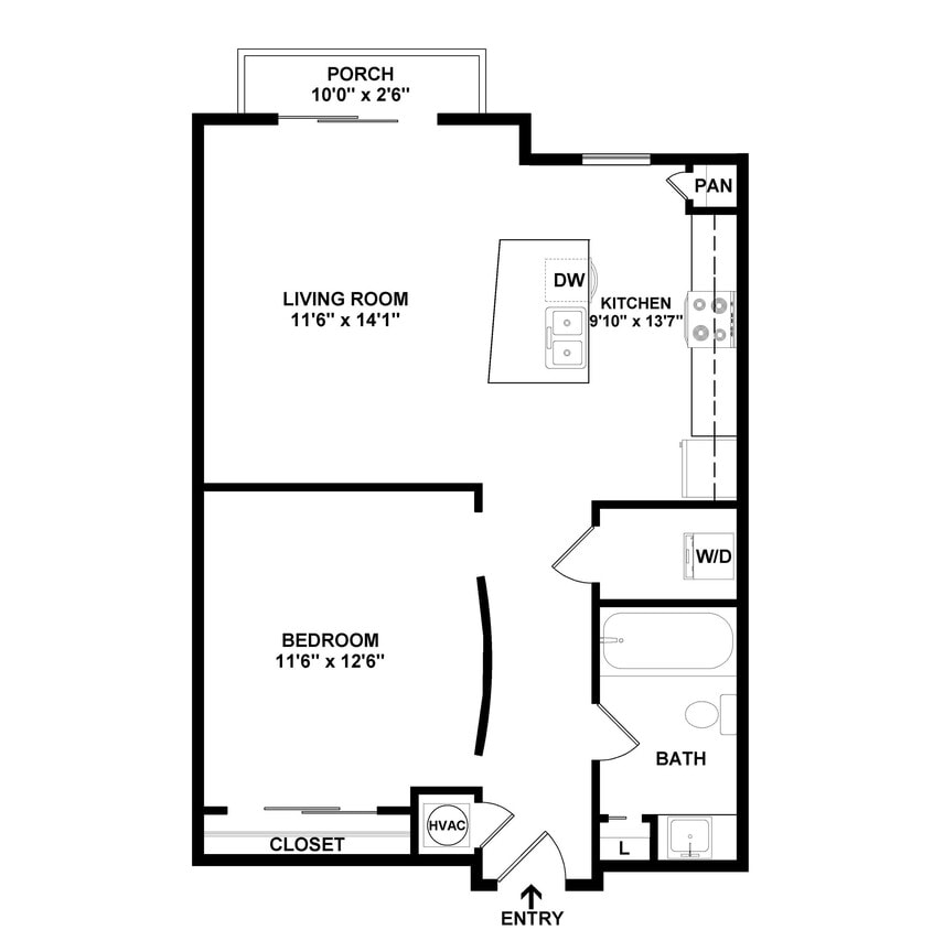 Floor Plan - 1 Bed/1 Bath-A1