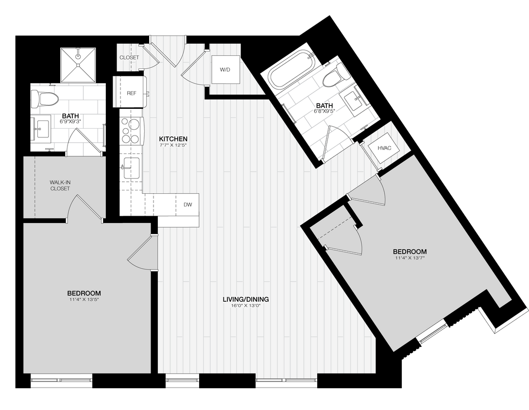 Floor Plan - 2 Bed/2 Bath-D3