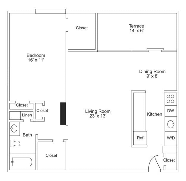 Floor Plan - One Bedroom Terrace