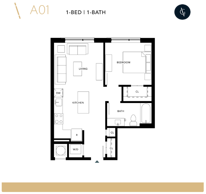 Floor Plan - One Bedroom - A1