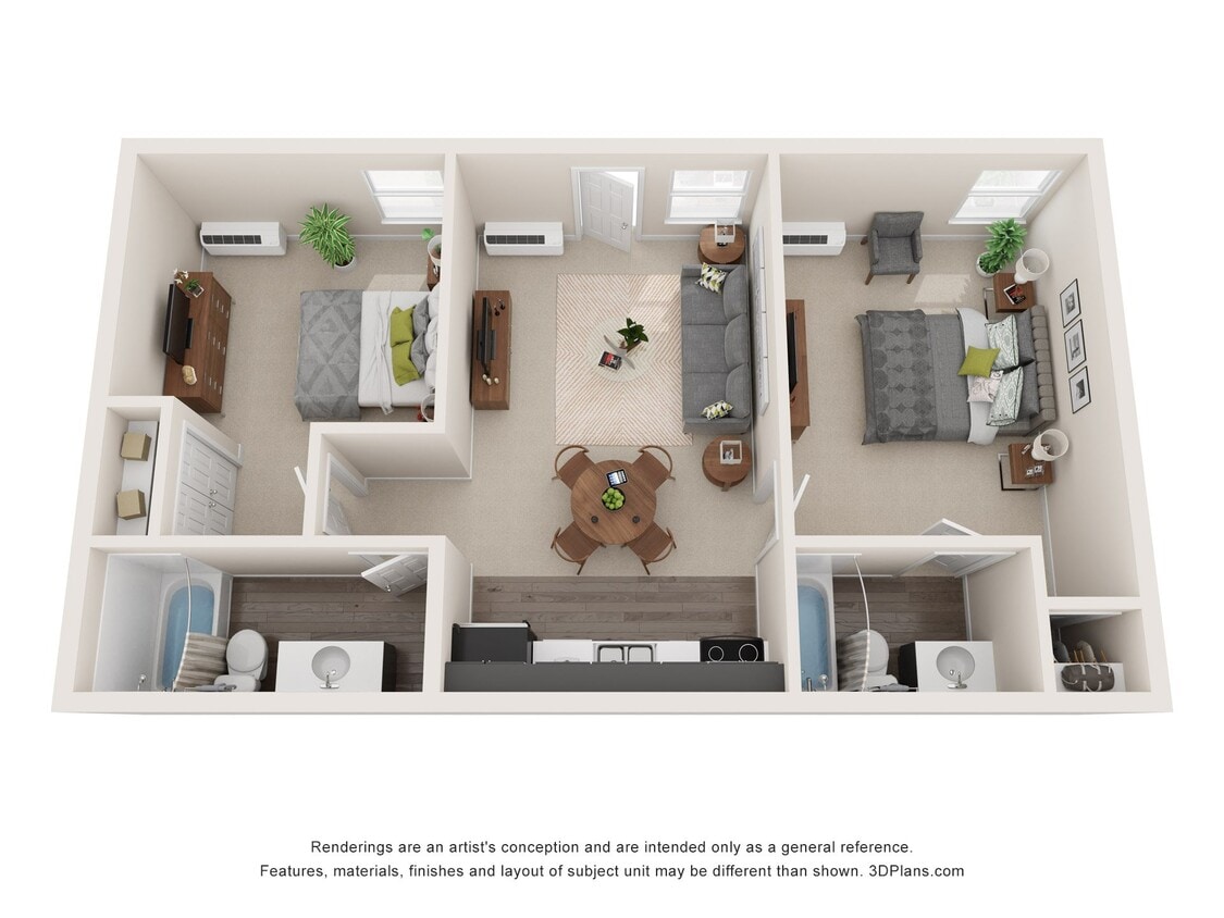 Floor Plan - 2 Bedroom, 2 BA - Central M