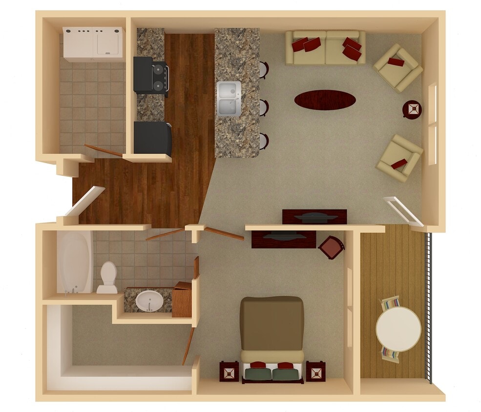 Floor Plan - 1 Bedroom 1 Bathroom