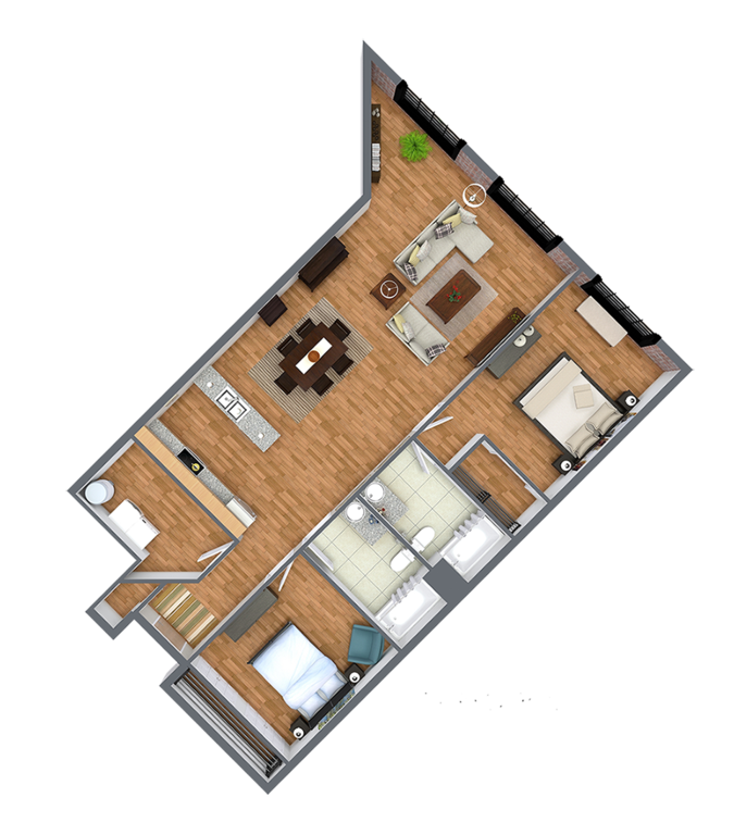 Floor Plan - 2 Bed 2 Bath D