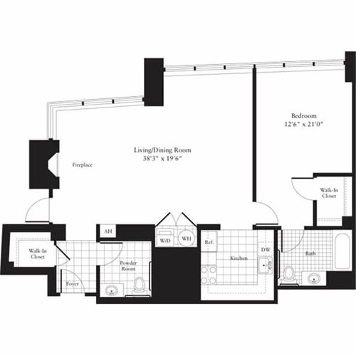 Floor Plan - 1 Bedroom M