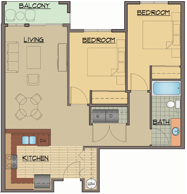 Floor Plan - 2BD, 1BTH A Rehab