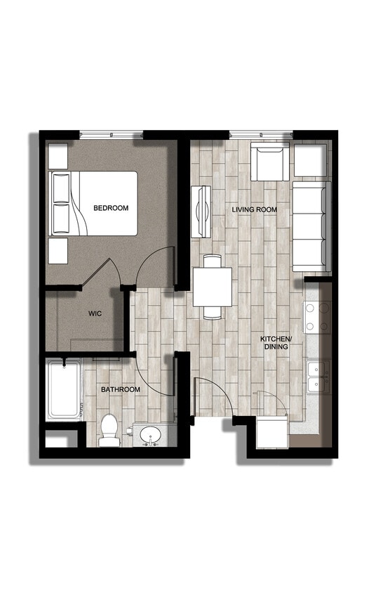 Floor Plan - 1 Bedroom 1 Bath