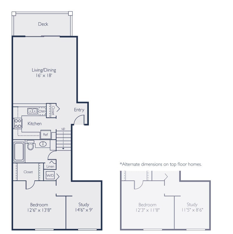 One Bedroom One Bath w/Den (900 SF) - One Bedroom One Bath w/Den (900 SF)