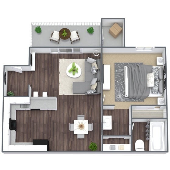Floor Plan - 1 Bed - 1 Bath