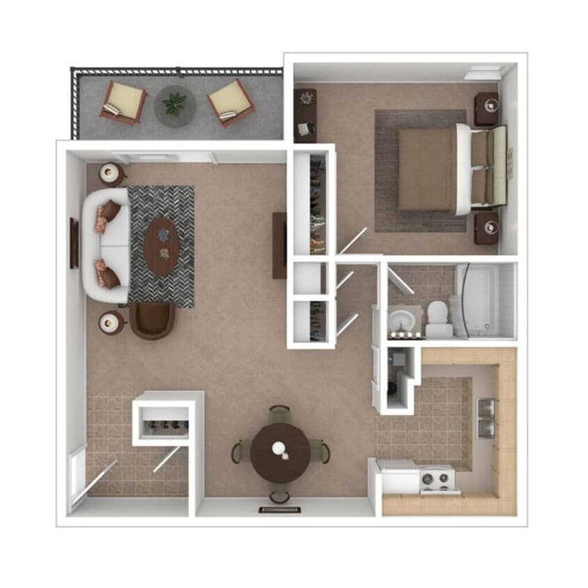 Floor Plan - 1 Bedroom, 1 Bath