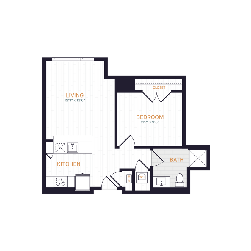 Floor Plan - J2.1 | 1 Bed | 1 Bath