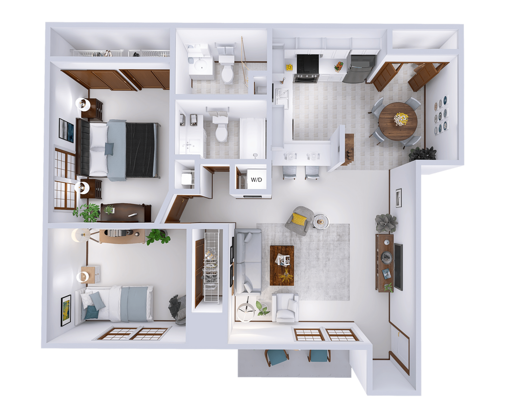 Floor Plan - 2 Bed, 2 Bath Lower