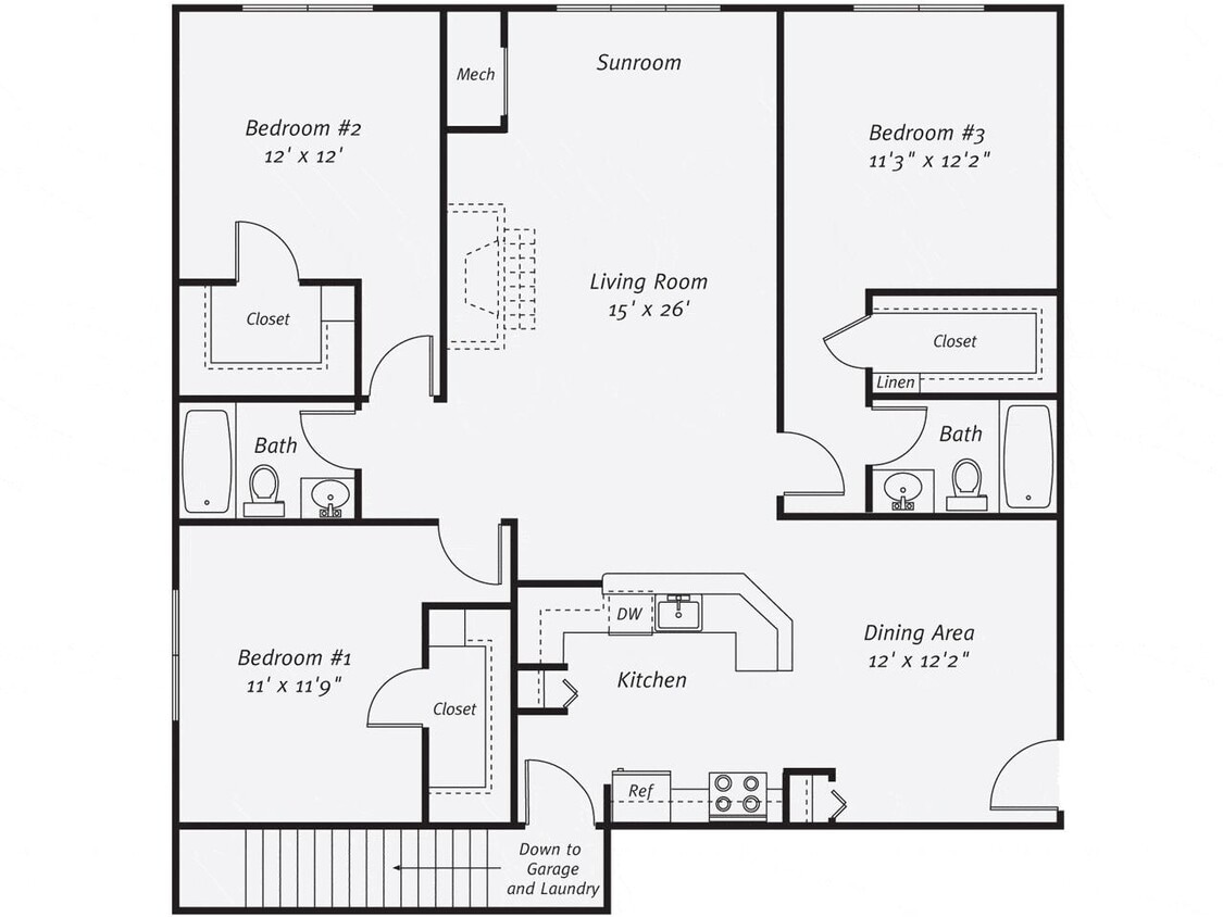 Floor Plan - 3 Bedroom 2 Bathroom