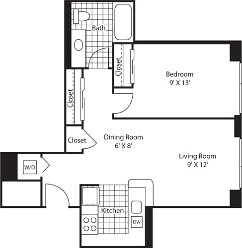 Floor Plan - One Bedroom 729