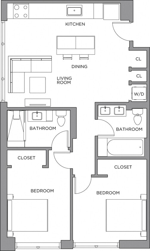 Floor Plan - 2 Bed/2 Bath-900